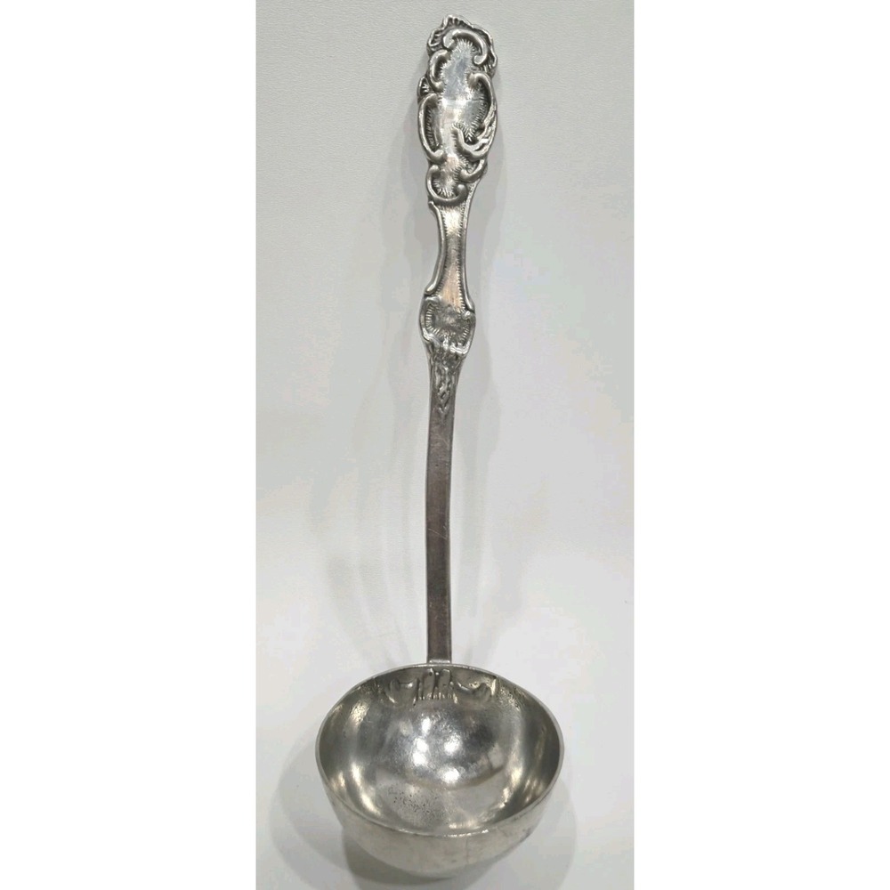 Vintage Ornate Serving Ladle 92% Tin Etain Handmade Silver Color Flatware
